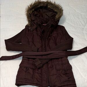 Say What? Chocolate Puffer Vest with Faux Fur